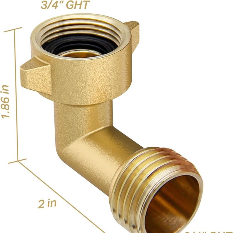 2 patères Raccord coudé flexible à 90 degrés pour camping-cars, coude flexible en laiton de 3/4 po