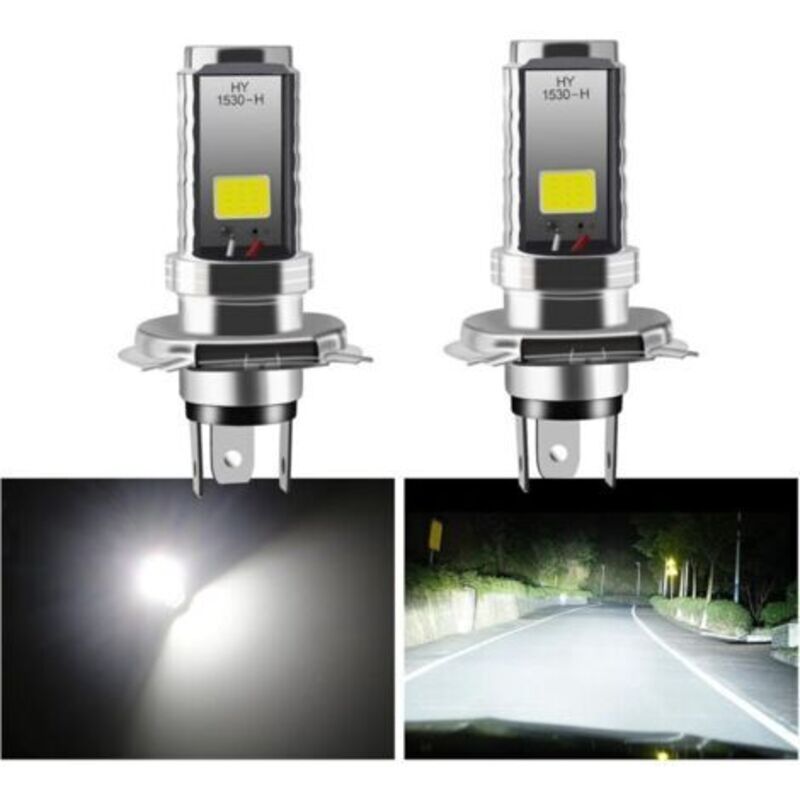2 PCS H4 LED-Lampen, 12 V Motorrad-/Autoscheinwerfer, 12 W COB LED-Lampen für Scheinwerfer, Fern-/Abblendlicht