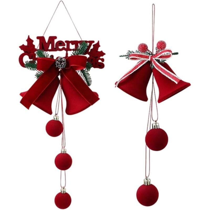 2 Pcs Weihnachten Glocke Geformt Plüsch Dekorative Hängen Anhänger für Weihnachten Baum
