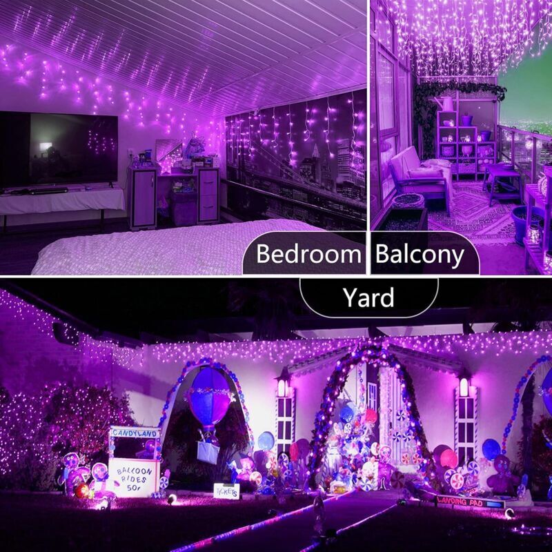 10 m 100 LED-Lichterkette für Karneval, Hochzeit, Außen- und Innenbeleuchtung für den Garten (lila)