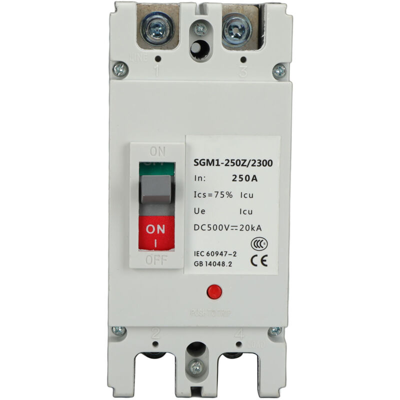 2-poliger MCCB-Solarbatterie-Schutzschalter, Trennschalter, 250 A, 500 V