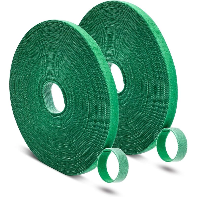 2 Rolle Witterungsbeständig Pflanzenbinder,30M Grün Pflanzen Kabelbinder,Selbstklebend Pflanzen Klett,Wiederverschließbar Plant Ties,für Garten,