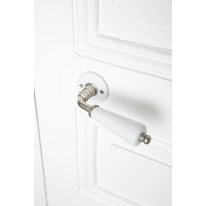 2 Rosettengriffe aus Porzellan, Limoges-Porzellan, Oberfläche in mattem Nickel, ohne MERIGOUS