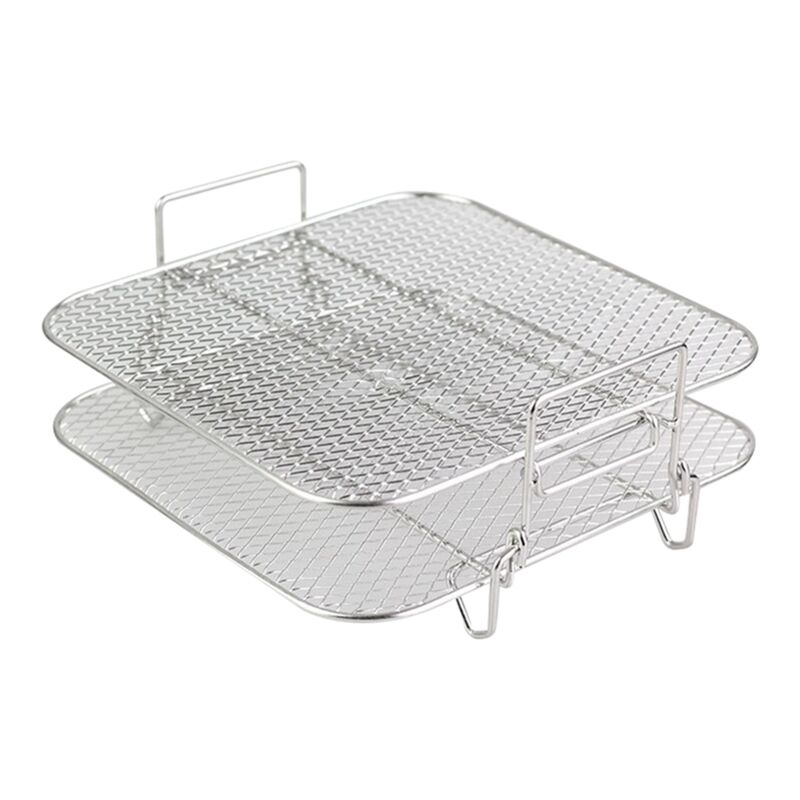 2-schichten Air Friteuse Rack Stapelbar Grid Grillen Edelstahl