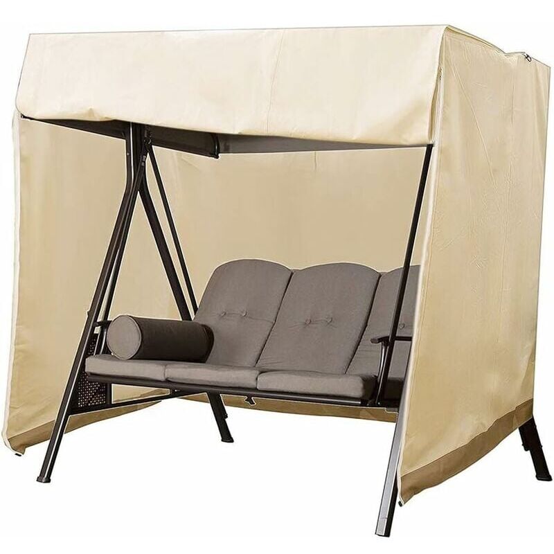 2-Sitzer-Gartenschaukel-Abdeckung, Oxford wasserdichte Anti-UV-Outdoor-Schaukel-Abdeckung Schaukel-Schutzhülle (Beige) - 220 x 125 x 170 cm
