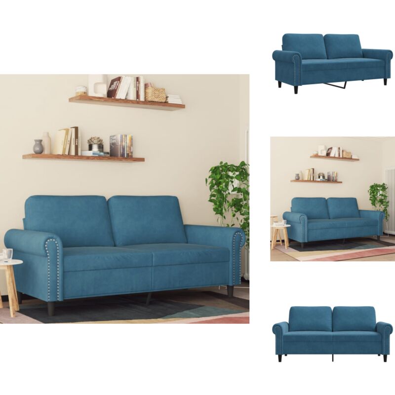 2-Sitzer-Sofa Blau 140 cm Samt - Samtsofa - 2-Sitzer Sofa - Wohnzimmersofa - Blau Sofa - Modernes Sofa