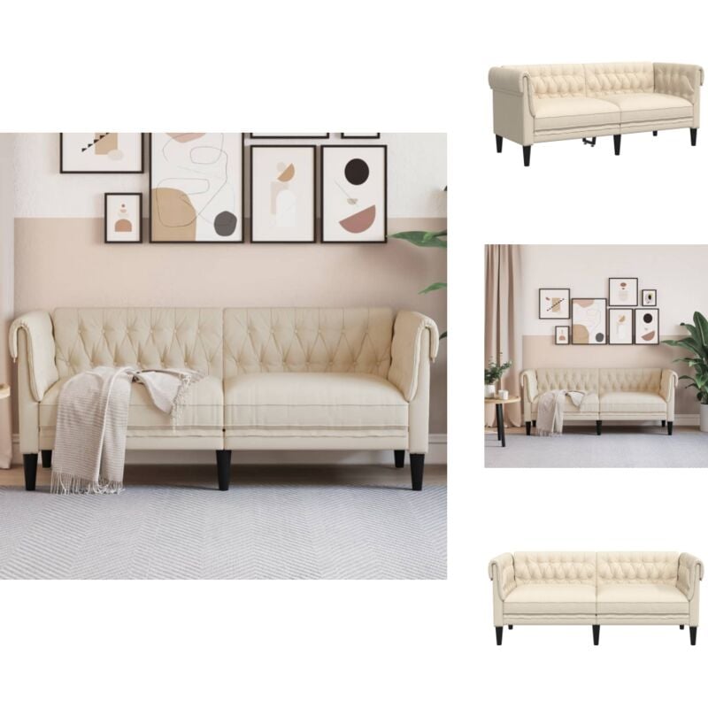 Vidaxl - 2-Sitzer-Sofa Chesterfield Leinen - 2-Sitzer Sofa - Chesterfield Sofa - Ledersofa - Couch - Lounge Sofa
