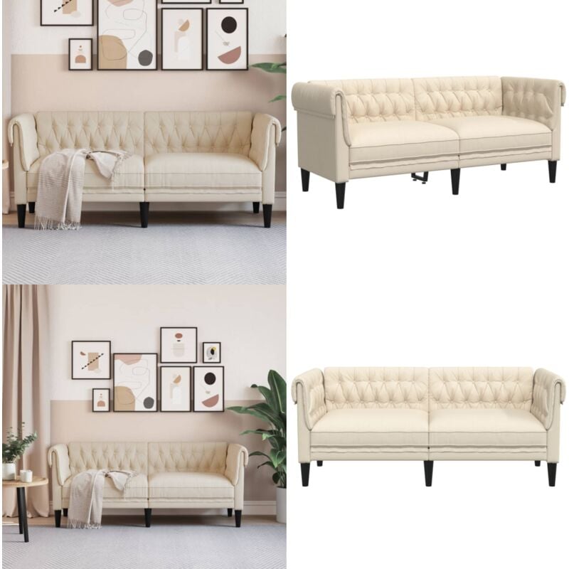 2-Sitzer-Sofa Chesterfield Leinen - 2-Sitzer Sofa - Chesterfield Sofa - Ledersofa - Couch - Lounge Sofa - Home & Living