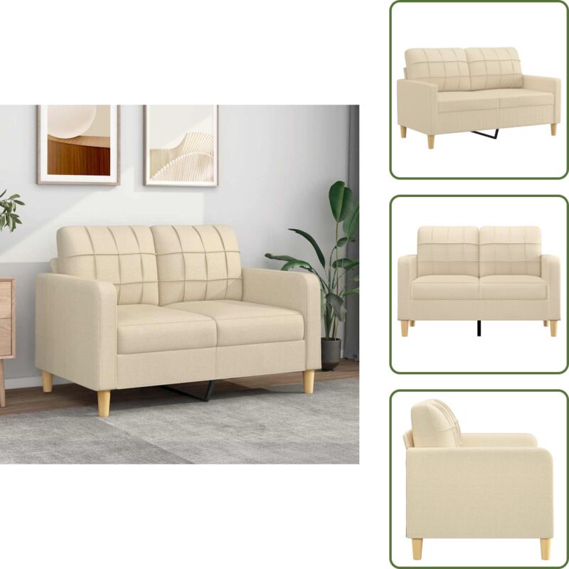 2-Sitzer-Sofa Creme 120 cm Stoff - 2-Sitzer Sofa - Cremefarbenes Sofa - Wohnzimmersofa - Gemütliches Sofa - Modernes Sofa