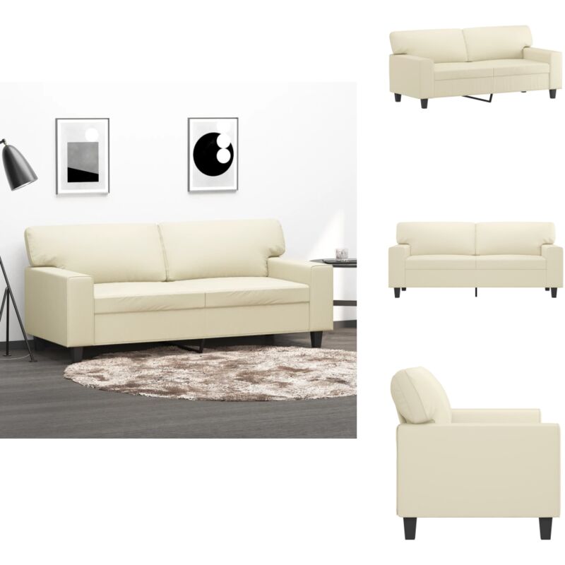 2-Sitzer-Sofa Creme 140 cm Kunstleder - Couch - 2-Sitzer Sofa - Wohncouch - Creme Sofa - Lederlook Sofa