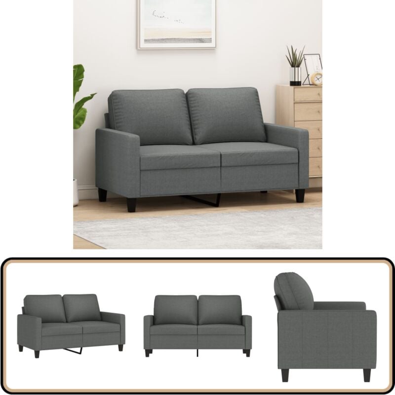 2-Sitzer-Sofa Dunkelgrau 120 cm Stoff - 2-Sitzer Sofa - Grau Sofa - Wohnzimmersofa - Gemütliches Sofa - Modernes Sofa