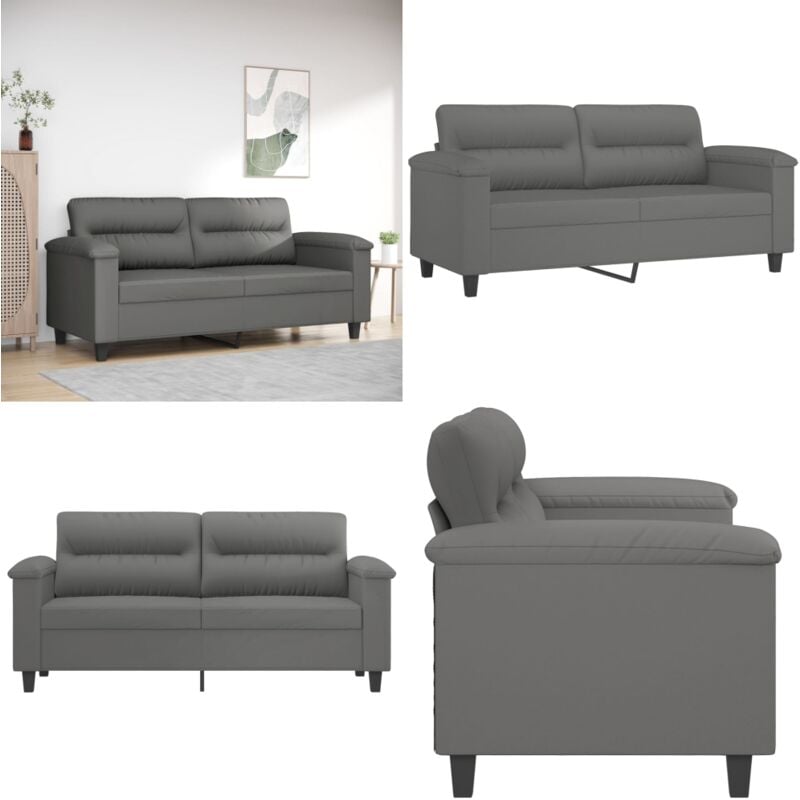 2-Sitzer-Sofa Dunkelgrau 140 cm Mikrofasergewebe - 2-Sitzer Sofa - Grau Sofa - Wohnzimmersofa - Microfaser Sofa - Couchtisch - Home & Living