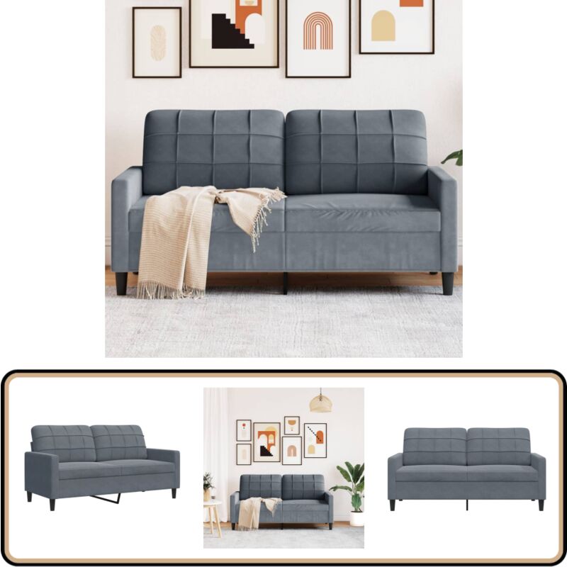 2-Sitzer-Sofa Dunkelgrau 140 cm Samt - Samtsofa - 2-Sitzer Sofa - Wohnzimmersofa - Grau Sofa - Modernes Sofa