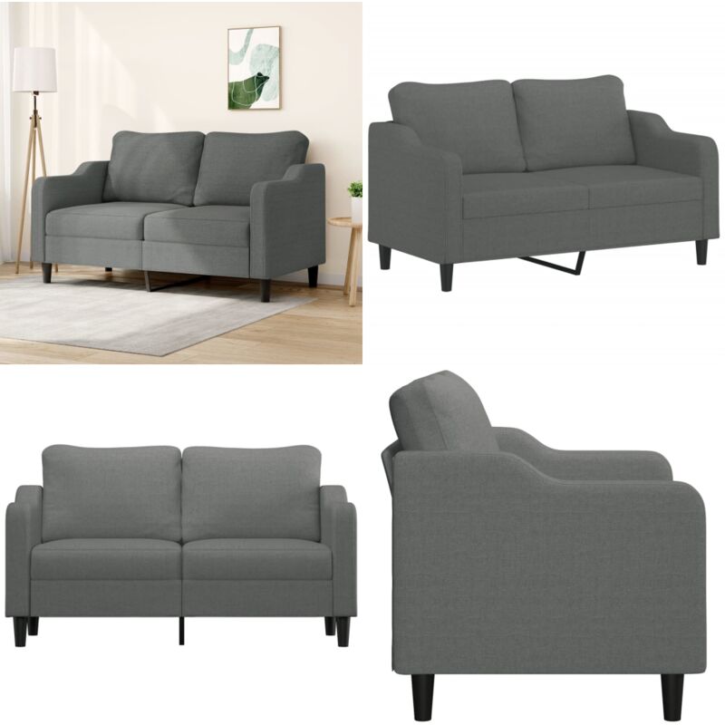 2-Sitzer-Sofa Dunkelgrau 140 cm Stoff - Couch - 2-Sitzer Sofa - Wohnzimmersofa - Grau Sofa - Modernes Sofa - Home & Living