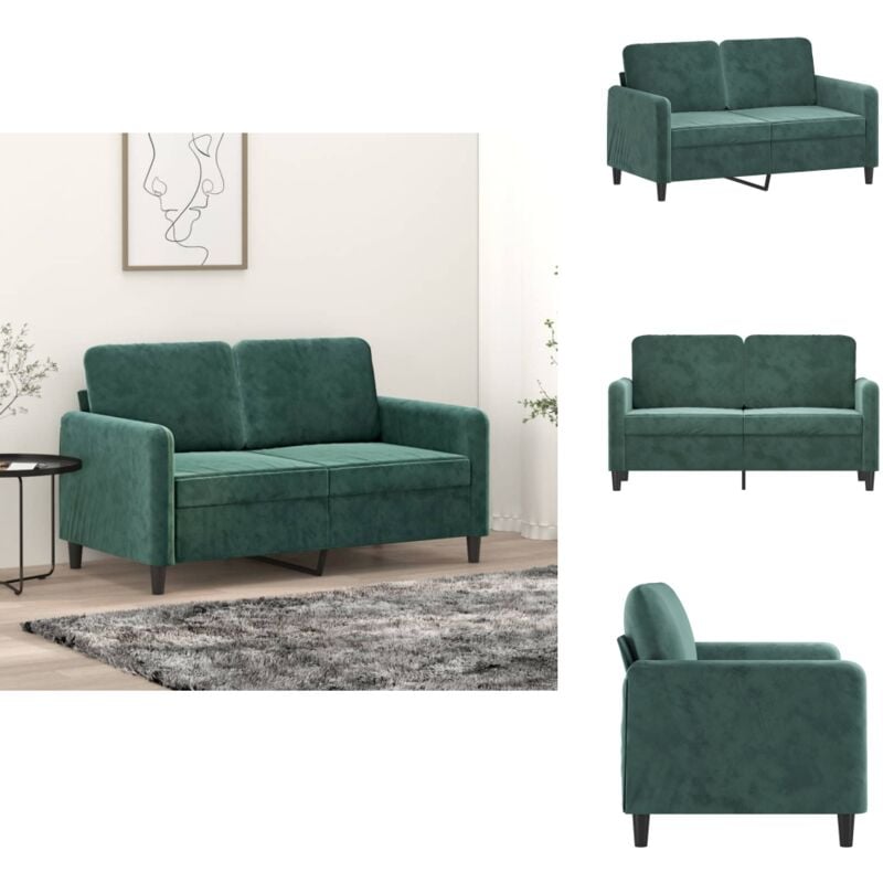 2-Sitzer-Sofa Dunkelgrün 120 cm Samt - Samtsofa - Couchtisch - Wohnzimmersofa - Gemütliches Sofa - Modernes Sofa
