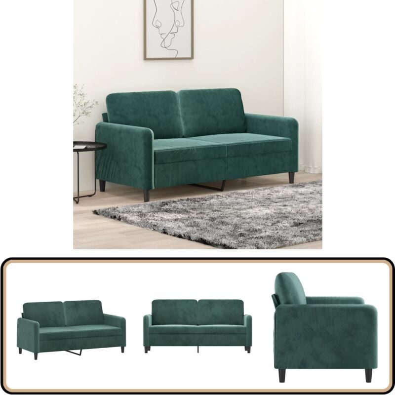 2-Sitzer-Sofa Dunkelgrün 140 cm Samt - Samtsofa - Wohnzimmersofa - 2er Sofa - Dunkelgrünes Sofa - Modernes Sofa