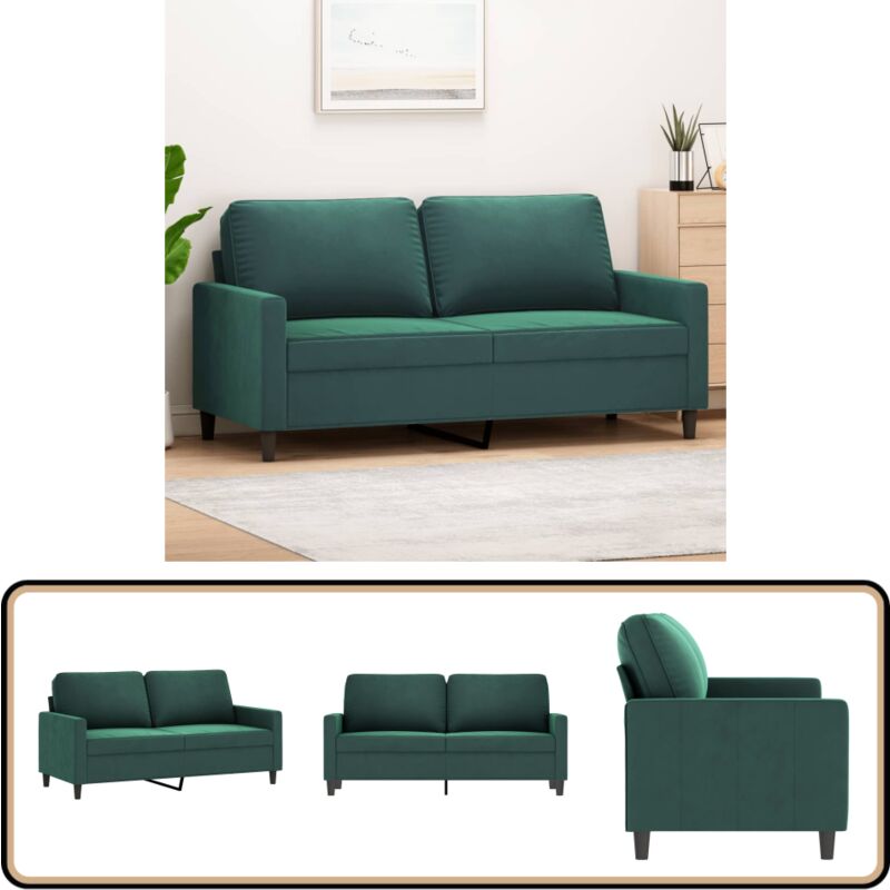 2-Sitzer-Sofa Dunkelgrün 140 cm Samt - Samtsofa - Wohnzimmersofa - 2er Sofa - Dunkelgrünes Sofa - Modernes Sofa
