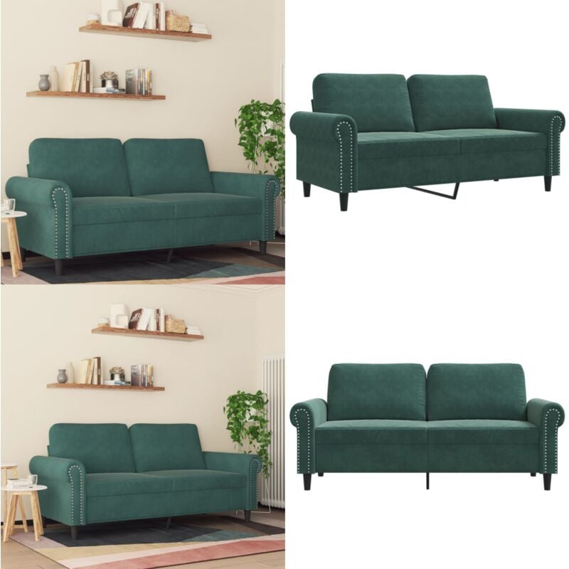 2-Sitzer-Sofa Dunkelgrün 140 cm Samt - Samtsofa - Wohnzimmersofa - 2er Sofa - Dunkelgrünes Sofa - Modernes Sofa - Home & Living