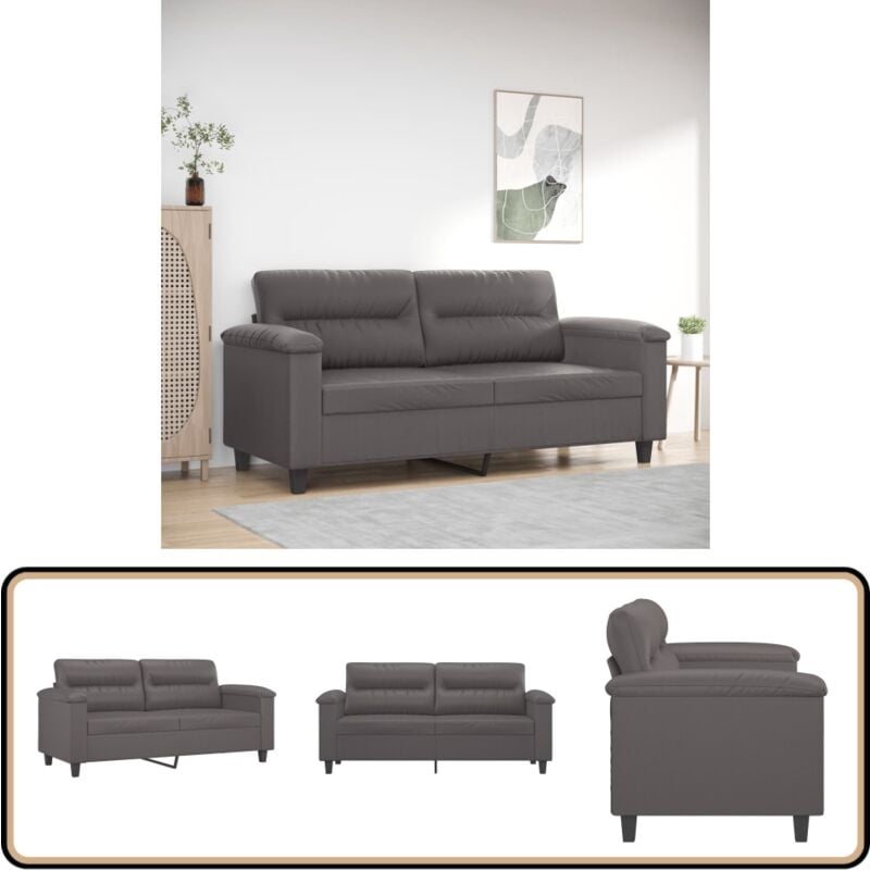 2-Sitzer-Sofa Grau 140 cm Kunstleder - 2-Sitzer Sofa - Grau - Kunstleder Sofa - Wohnzimmersofa - Modernes Sofa