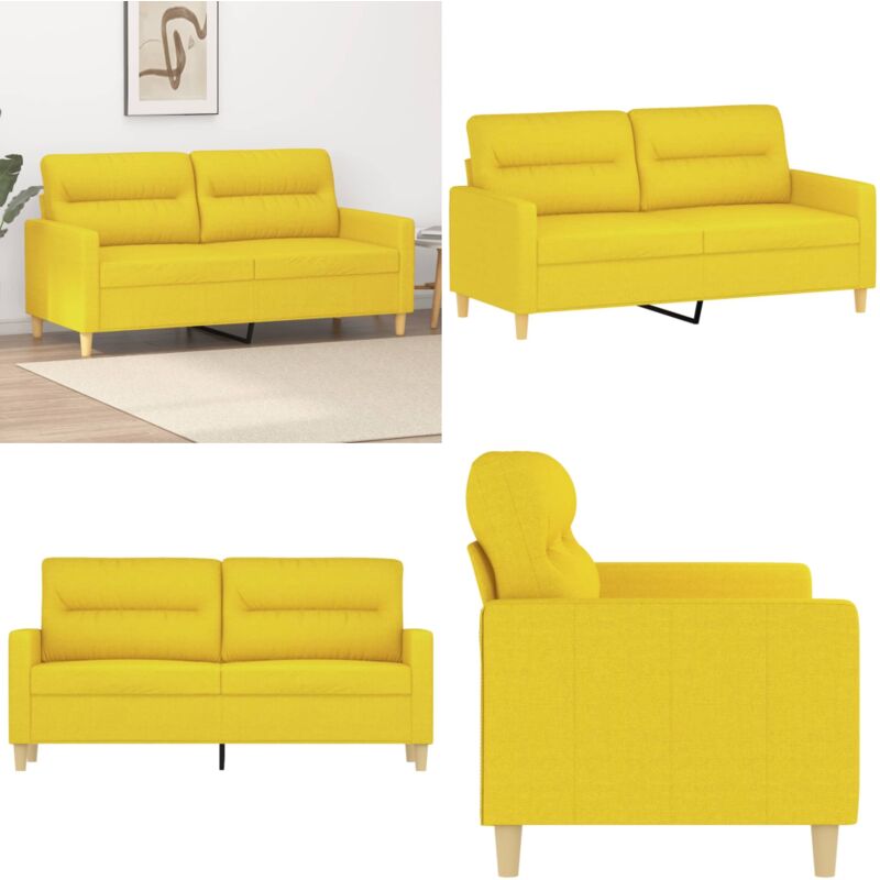 2-Sitzer-Sofa Hellgelb 140 cm Stoff - Couch - 2-Sitzer Sofa - Wohnzimmersofa - Polstercouch - Hellgelb Sofa - Home & Living