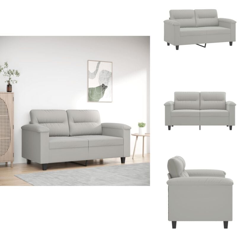 2-Sitzer-Sofa Hellgrau 120 cm Mikrofasergewebe - 2-Sitzer Sofa - Couch - Wohnzimmersofa - Grau Sofa - Microfaser Sofa