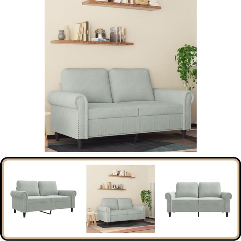 2-Sitzer-Sofa Hellgrau 120 cm Samt - Samtsofa - Wohnzimmersofa - 2er Sofa - Grau Sofa - Modernes Sofa