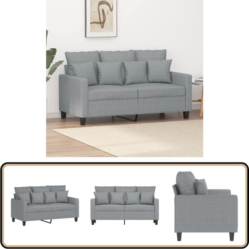 2-Sitzer-Sofa Hellgrau 120 cm Stoff - Couch - 2-Sitzer Sofa - Wohnzimmersofa - Grau Sofa - Modernes Sofa