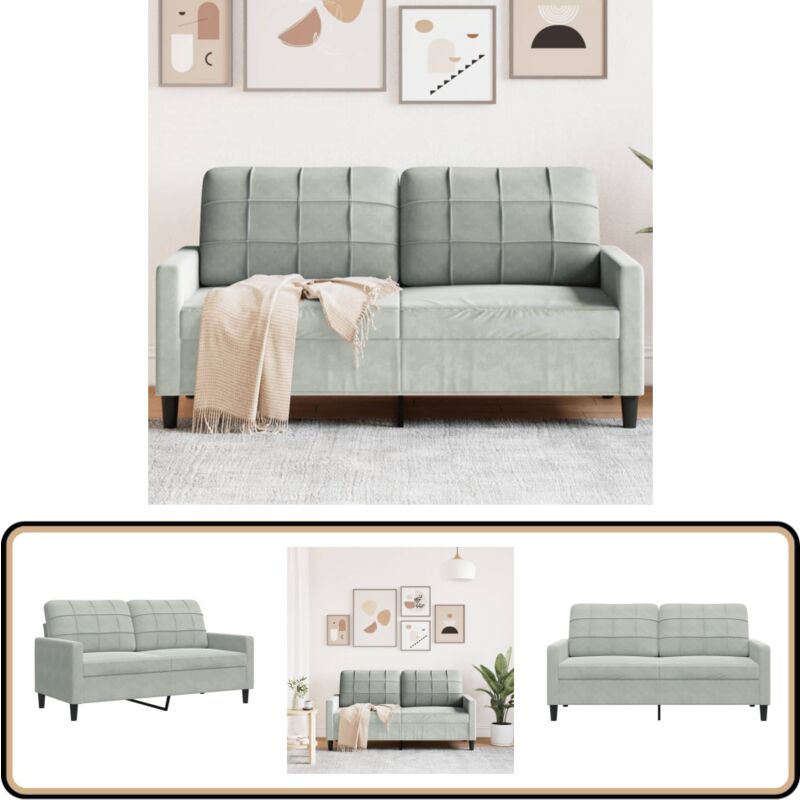2-Sitzer-Sofa Hellgrau 140 cm Samt - Samtsofa - Wohnzimmersofa - Grau Sofa - 2-Sitzer Sofa - Gemütliches Sofa