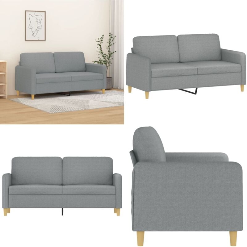 2-Sitzer-Sofa Hellgrau 140 cm Stoff - Couch - 2-Sitzer Sofa - Wohncouch - Grau Sofa - Modernes Sofa - Home & Living