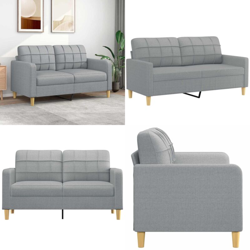 2-Sitzer-Sofa Hellgrau 140 cm Stoff - Couch - 2-Sitzer Sofa - Wohnzimmersofa - Grau Sofa - Modernes Sofa - Home & Living