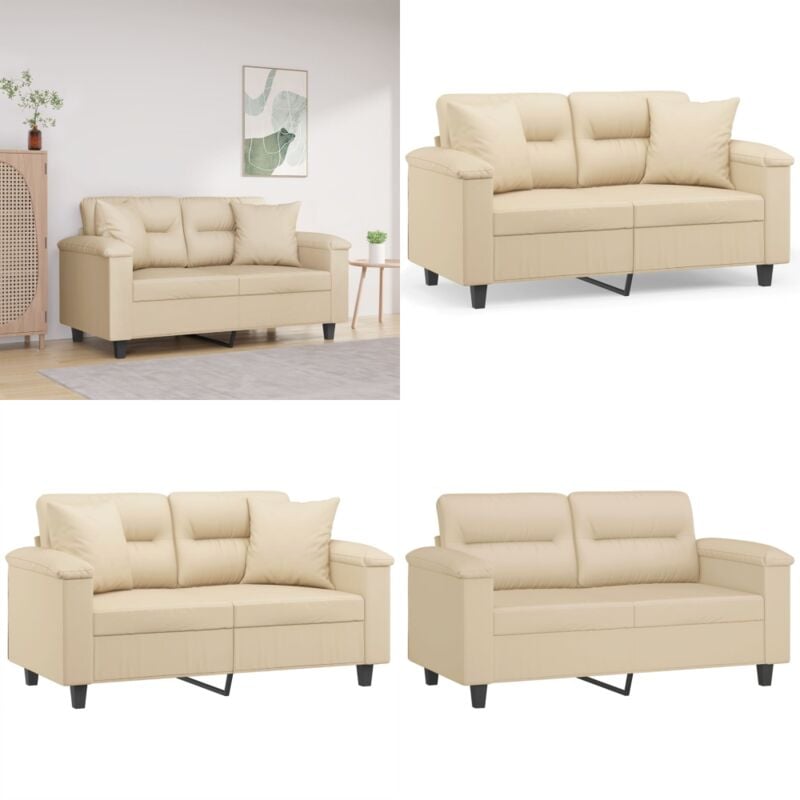 Vidaxl - 2-Sitzer-Sofa mit Kissen Creme 120 cm Mikrofasergewebe - Mikrofaser Sofa - 2-Sitzer Sofa - Wohnzimmersofa - Creme Sofa - Gemütliches Sofa