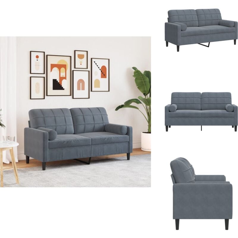 2-Sitzer-Sofa mit Zierkissen Dunkelgrau 140 cm Samt - 2-Sitzer-Sofa - 2-Sitzer-Sofas - Sofa - Couch