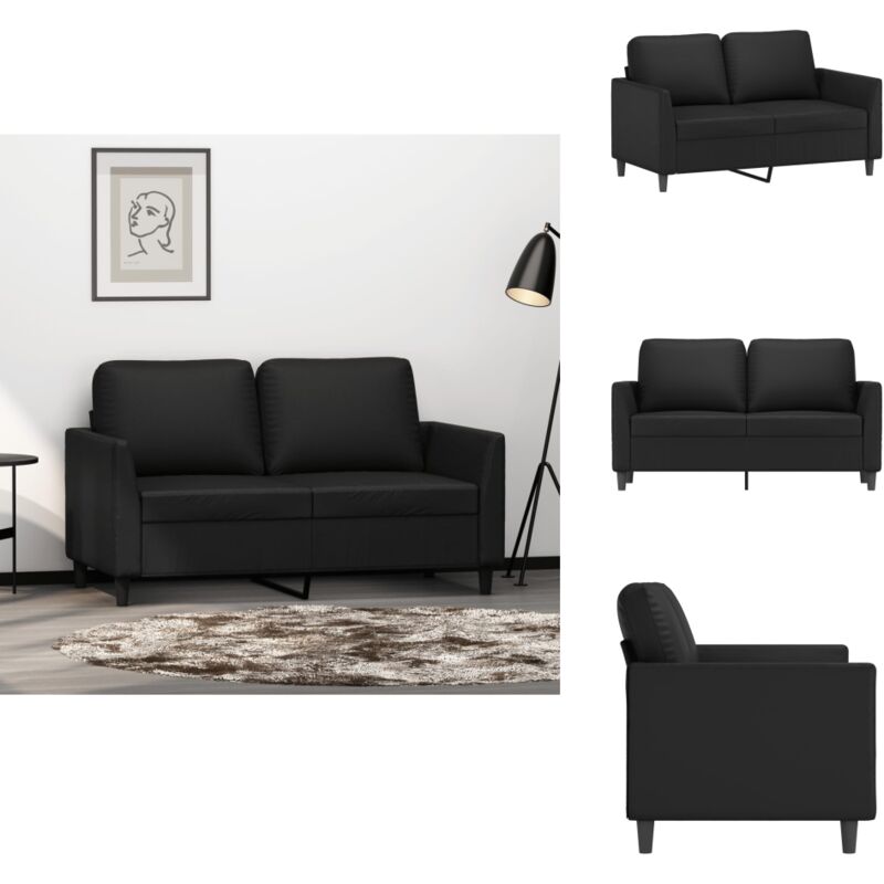 2-Sitzer-Sofa Schwarz 120 cm Kunstleder - 2-Sitzer Sofa - Schwarzes Sofa - Leder Sofa - Wohnzimmersofa - Modernes Sofa