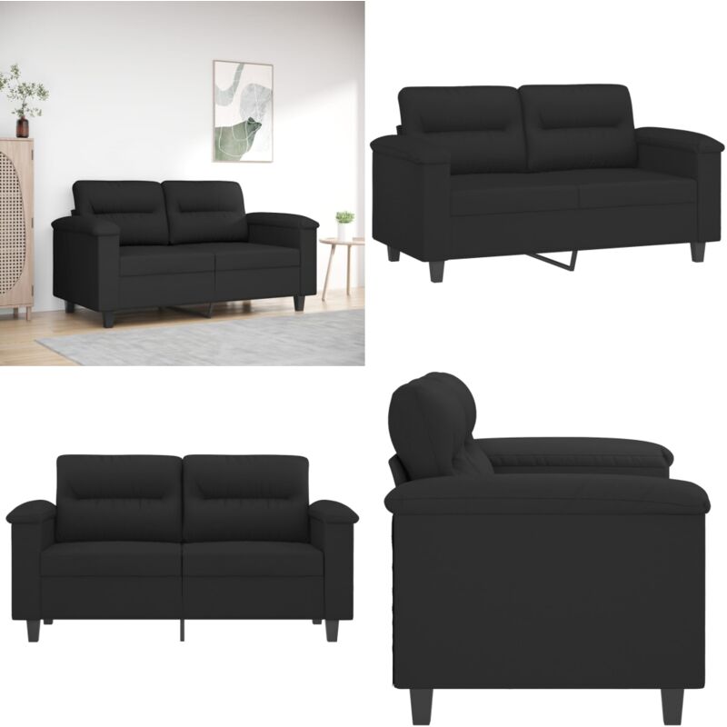 2-Sitzer-Sofa Schwarz 120 cm Mikrofasergewebe - Couch - 2-Sitzer Sofa - Wohnzimmersofa - Microfaser Sofa - Schwarzes Sofa - Home & Living