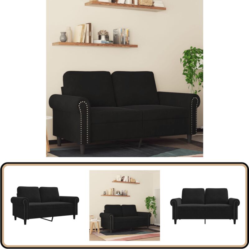 2-Sitzer-Sofa Schwarz 120 cm Samt - Samtsofa - Schwarzes Sofa - Wohnzimmersofa - 2-Sitzer Sofa - Modernes Sofa