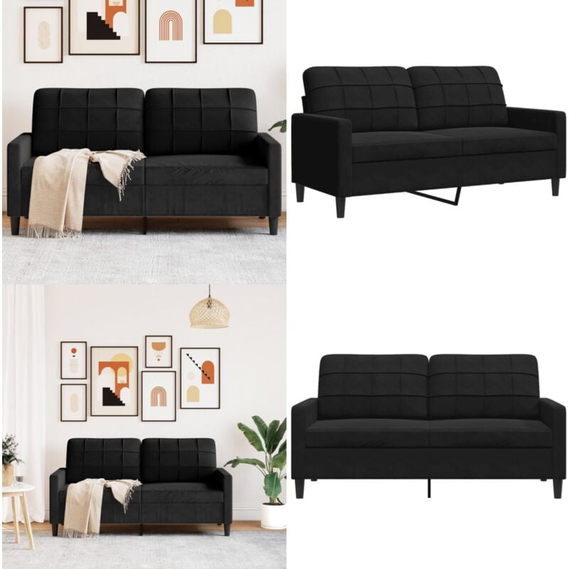 2-Sitzer-Sofa Schwarz 140 cm Samt - Samtsofa - 2-Sitzer Sofa - Wohnzimmersofa - Schwarzes Sofa - Modernes Sofa - Home & Living