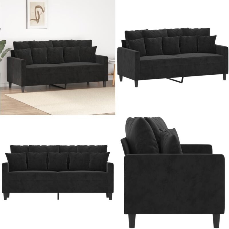 2-Sitzer-Sofa Schwarz 140 cm Samt - Samtsofa - 2-Sitzer Sofa - Wohnzimmersofa - Schwarzes Sofa - Modernes Sofa - Home & Living