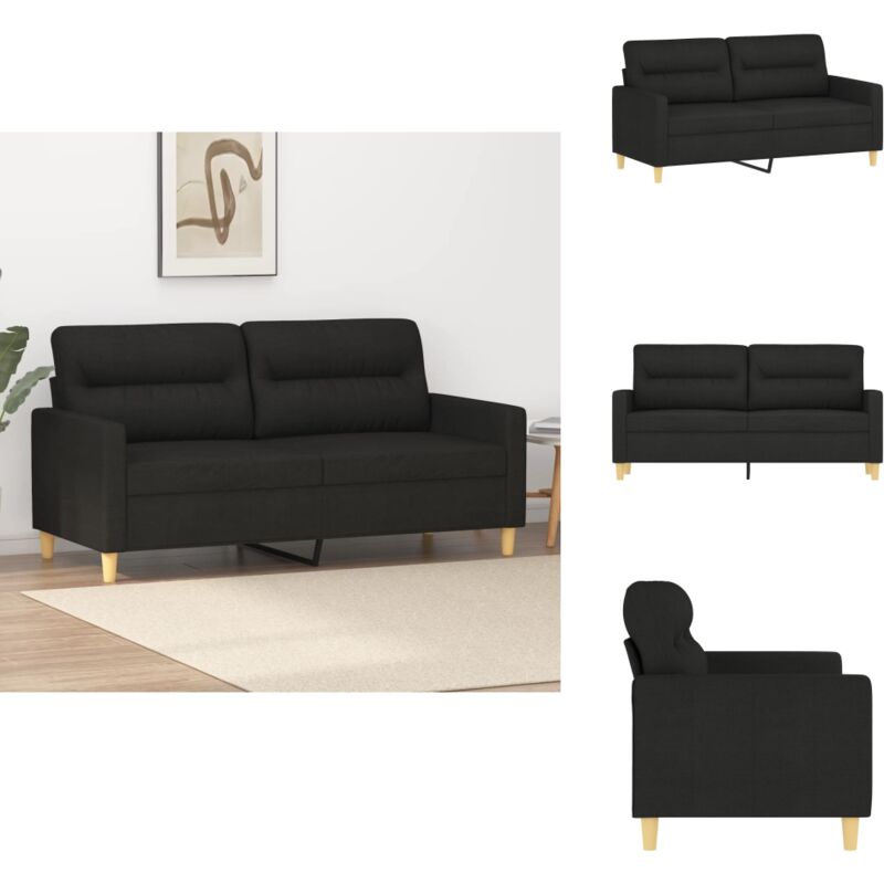 2-Sitzer-Sofa Schwarz 140 cm Stoff - 2-Sitzer Sofa - Schwarzes Sofa - Wohnzimmersofa - Modernes Sofa - Gemütliches Sofa