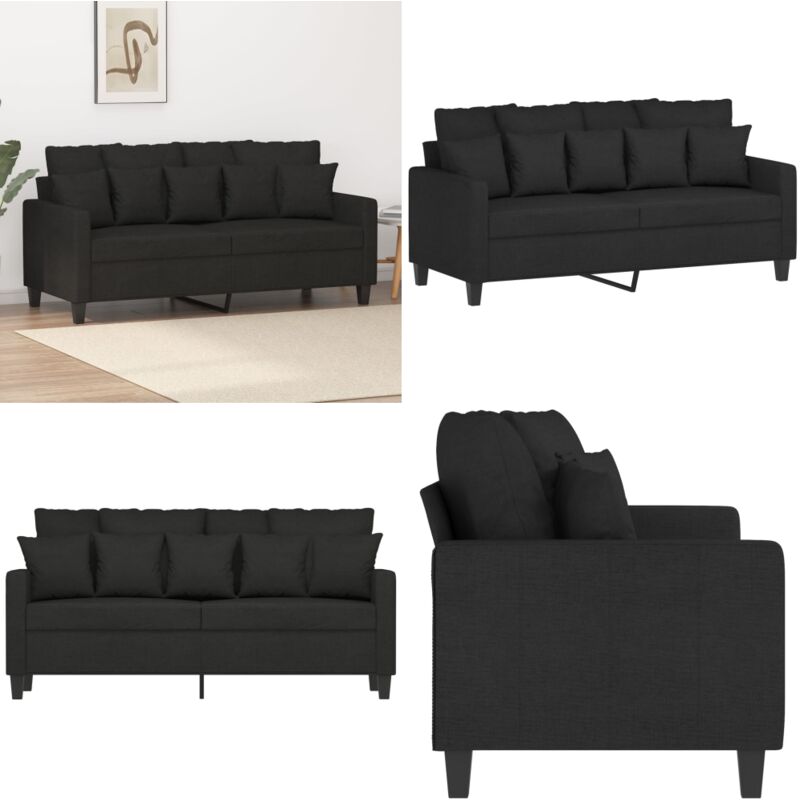2-Sitzer-Sofa Schwarz 140 cm Stoff - 2-Sitzer Sofa - Schwarzes Sofa - Wohnzimmersofa - Modernes Sofa - Gemütliches Sofa - Home & Living