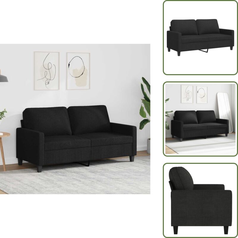 2-Sitzer-Sofa Schwarz 140 cm Stoff - Couch - 2-Sitzer Sofa - Wohnzimmersofa - Schwarzes Sofa - Modernes Sofa