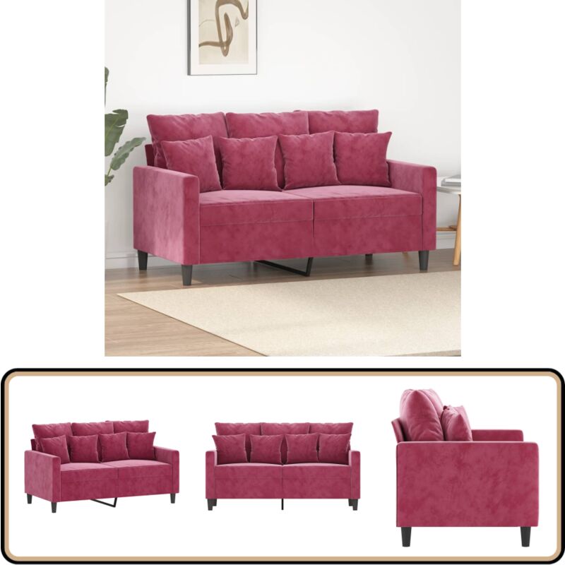 2-Sitzer-Sofa Weinrot 120 cm Samt - Samtsofa - Wohnzimmersofa - 2-Sitzer Sofa - Weinrotes Sofa - Modernes Sofa