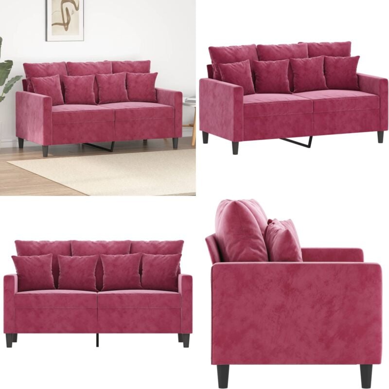 2-Sitzer-Sofa Weinrot 120 cm Samt - Samtsofa - Wohnzimmersofa - 2-Sitzer Sofa - Weinrotes Sofa - Modernes Sofa - Home & Living
