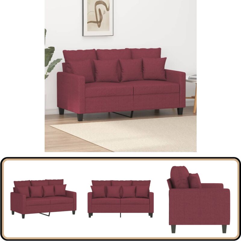 2-Sitzer-Sofa Weinrot 120 cm Stoff - 2-Sitzer Sofa - Wohnraum Dekoration - Couch - Sessel - Leder Sofa