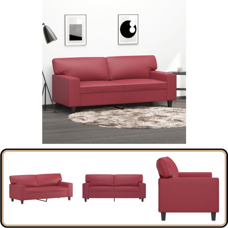 2-Sitzer-Sofa Weinrot 140 cm Kunstleder - 2-Sitzer Sofa - Weinrot Sofa - Leder Sofa - Wohnzimmersofa - Lounge Sofa