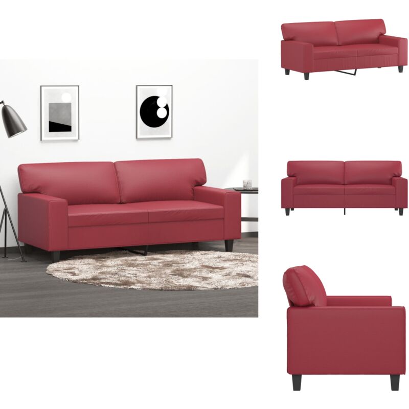 2-Sitzer-Sofa Weinrot 140 cm Kunstleder - 2-Sitzer Sofa - Weinrot Sofa - Leder Sofa - Wohnzimmersofa - Lounge Sofa