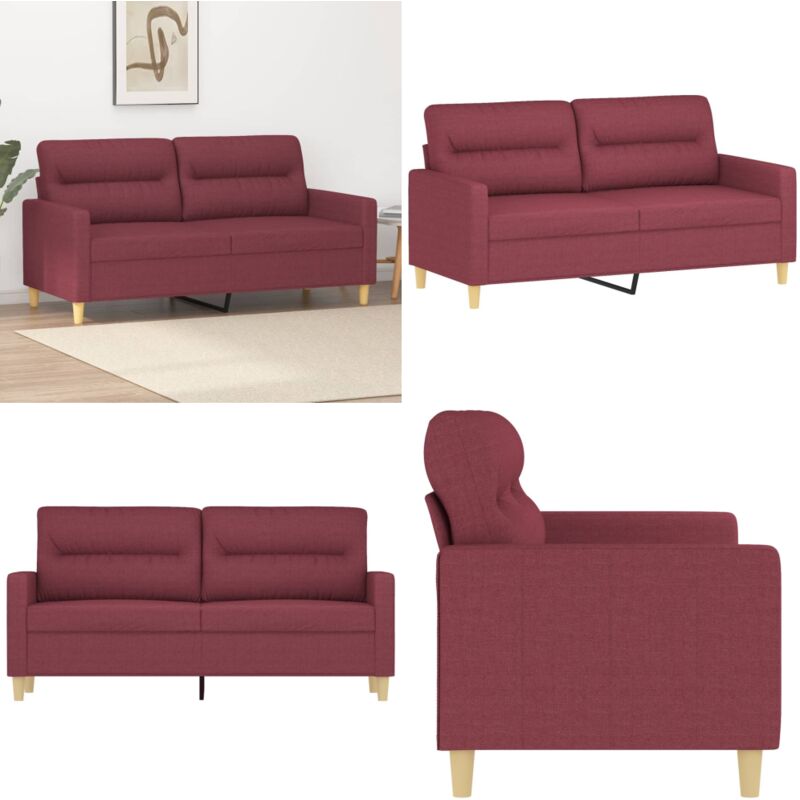 2-Sitzer-Sofa Weinrot 140 cm Stoff - 2-Sitzer Sofa - Wohnzimmersofa - Lederlook Sofa - Weinrot Sofa - Gemütliches Sofa - Home & Living