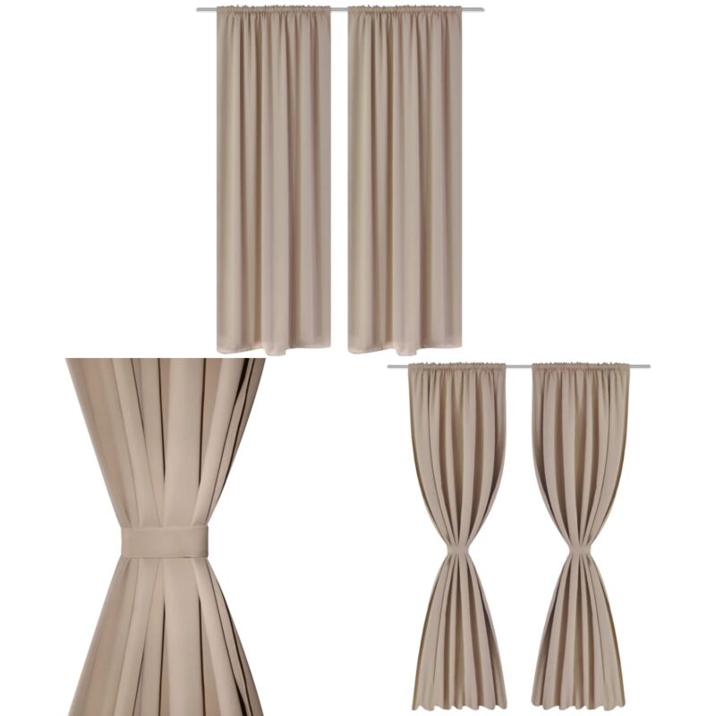2 Stk. Creme Verdunkelungs-Vorhänge mit Schlitzkopf 135 x 245 cm - Gardinen - Vorhänge - Creme - Wohnraumdekoration - Polyester - Home & Living