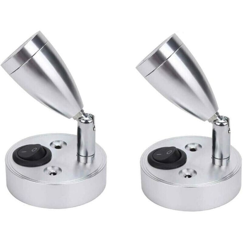 2 Stück 12 v LED-Spot-Licht, Nachttisch-Wand-Leselicht, verstellbarer Schalter, Wohnmobil, Wohnwagen, Van, Wohnwagen, Innenbeleuchtung für Boot,