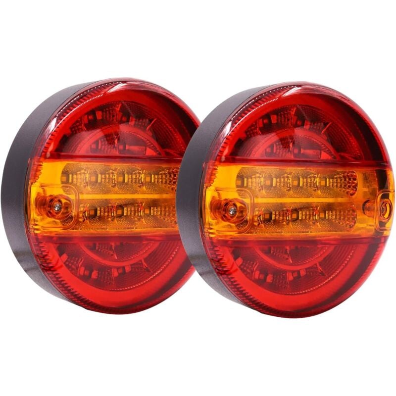 2 Stück 20 LED-Anhänger-Rücklichter, 12 V, runde Hamburger-LKW-Rücklichter, LED-Anhänger-Bremslicht, Blinker-Kontrollleuchte für LKW, Auto,