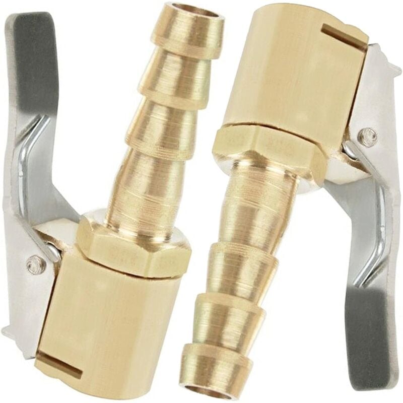 Ersandy - 2 Stück Aufblasdüse, Autoreifen-Aufblasdüse, Aufblasdüse mit Clip, Aufblasventil-Clip-Klemmanschluss-Adapter, für Reifenventile, Messing, 8